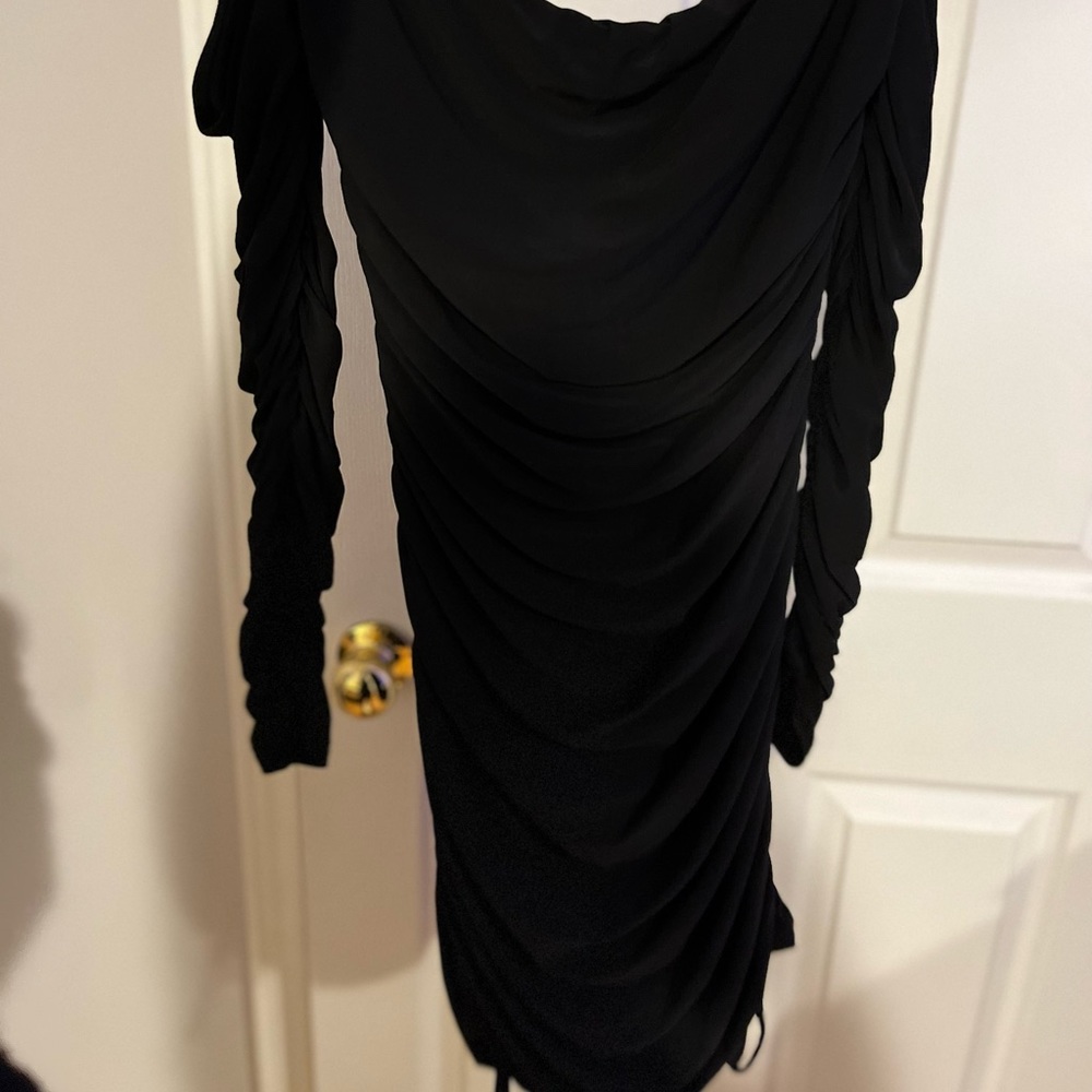 Black ruched dress long sleeve